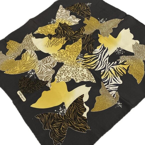 Salvatore Ferragamo Accessories - Salvatore Ferragamo - Dark Gray Yellow Multi Silk Scarf